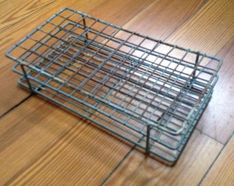 vintage metal test tube rack from 1960s laboratory