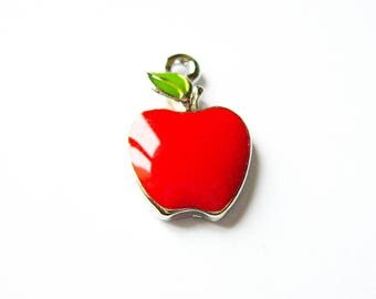 X 1 red enamel Apple 11X17mm