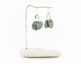 Earrings, Stone Earrings, Beach Stone Earrings. "Gray's Grey"