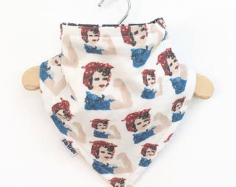 Rosie the Riveter, Baby Bib, Bandana Bib, Organic Cotton Bib