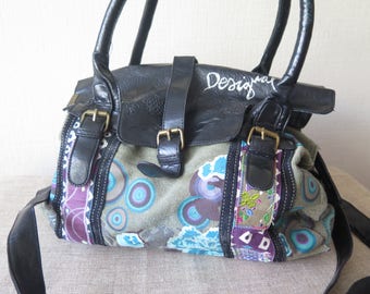 Vintage Fabric Handbag Shoulder Bag with Long Strap Desigual Boho Hippie Bag @228