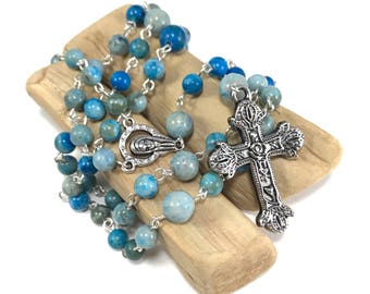 Turquoise Jasper Rosary; Blue Rosary; Blue Green Rosary; Gemstone Rosary' Turquoise Rosary