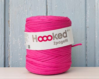 t-shirt yarn 135 yards, ecologic cotton, Zpagetti, Fuchsia, recycled yarn, cotton yarn, elastic yarn