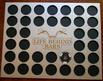 Motorcycle Handlebars Engraved Poker Chip Display Insert for 36 Harley-Davidson chips Silver chip holder Life Behind Bars