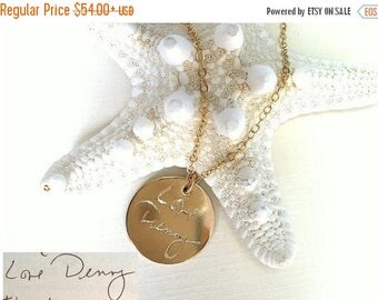 ON SALE Handwriting Jewelry / Custom Handwriting necklace - Personalized Disc Signature Necklace - Round pendant - Actual handwriting Neckl