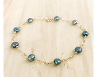 READY TO SHIP - Freshwater Pearl Bracelet - Gold Pearl Bracelet