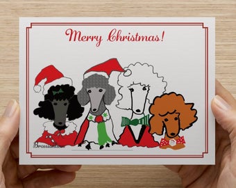 Christmas Cards - choose up to 4 poodle characters- comes in A packet of 10