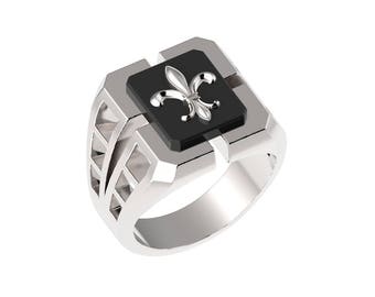 Chevalière fleur de lys argent