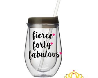 40th Birthday wine tumbler, 40th Birthday Gifts for Women, 40th birthday wine glass, Funny 40th Birthday Gift for Her