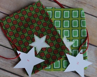 Advent Calendar bags fabric, Scandi advent calendar, advent bags, diy advent calendar kit countdown till christmas, 24 advent xmas calendar