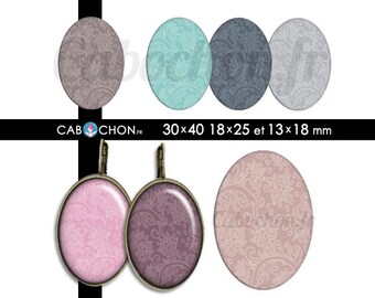 Tons d'Automne • 45 Images Digitales OVALES 30x40 18x25 13x18 mm page sheet cabochon bijoux liberty london taupe prune digital