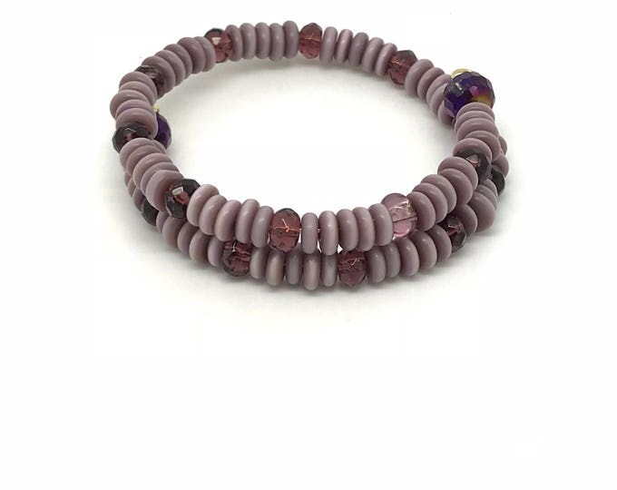 Purple cat eye memory wrap bracelet, memory bracelet, purple cat eye bracelet, cat eye bracelet, Stackable Bracelet, multistrand