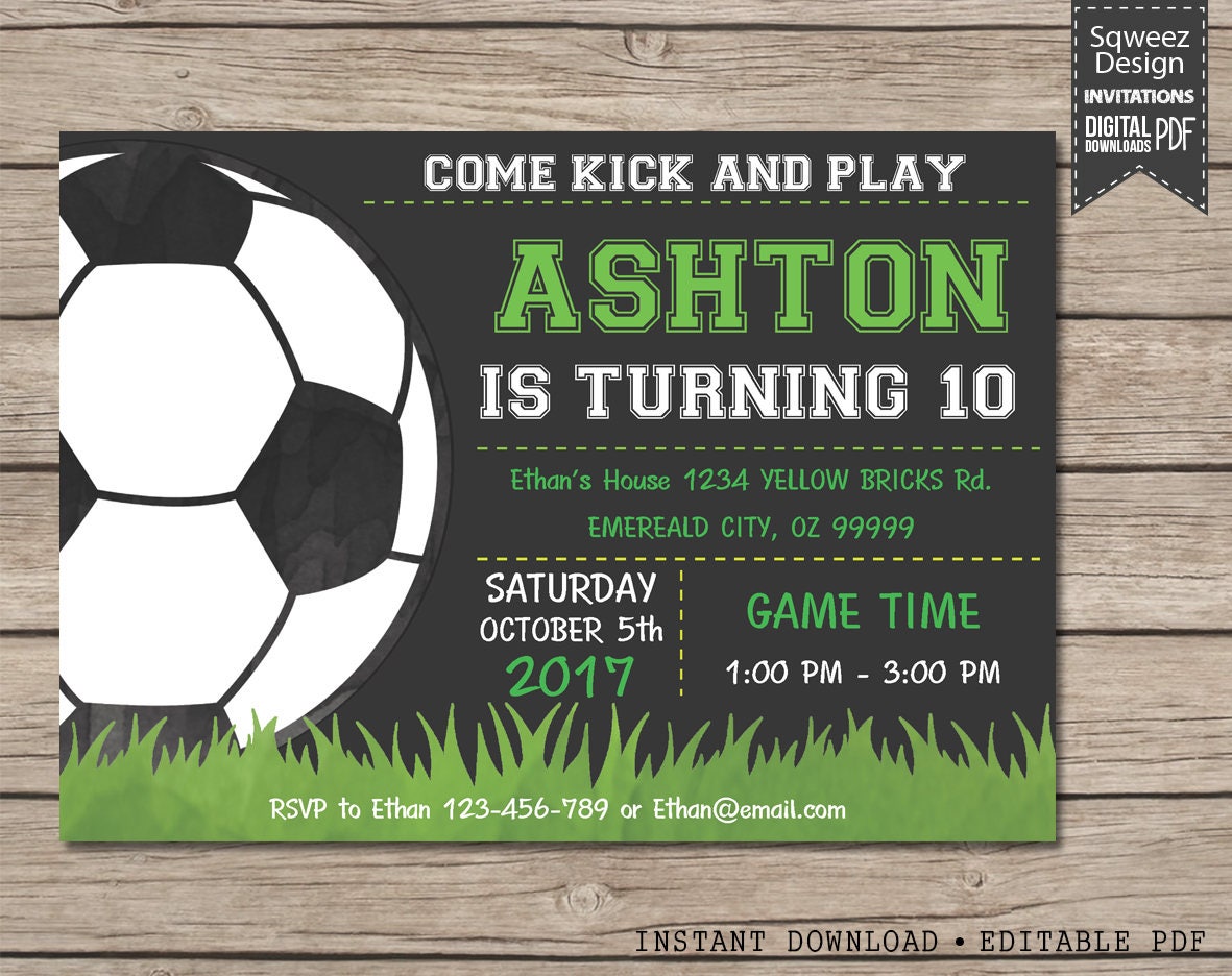 Soccer Invitation Soccer birthday invitation Soccer Party