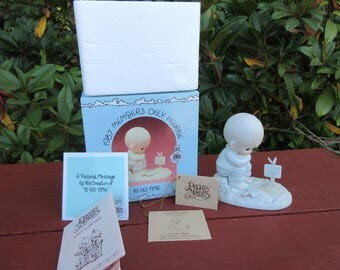 Vintage Precious Moments 1987 Members Only Figurine "In His Time" In the Box with Paperwork