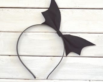 Black Bat Headband // Gothic Headband // Bat Wing Headband // Bat Bow Headband // Bat Costume // Halloween Headband