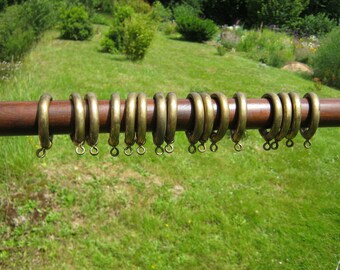 Brass Curtain Rings, French Metal Curtain Hoops, French Vintage Curtain Rings