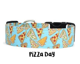 Dog Collar, Pizza Dog Collar, Food Dog Collar, Funny Dog Collar, Boy Dog Collar, Girl Dog Collar (Upgrade to Metal Buckle or Martingale)