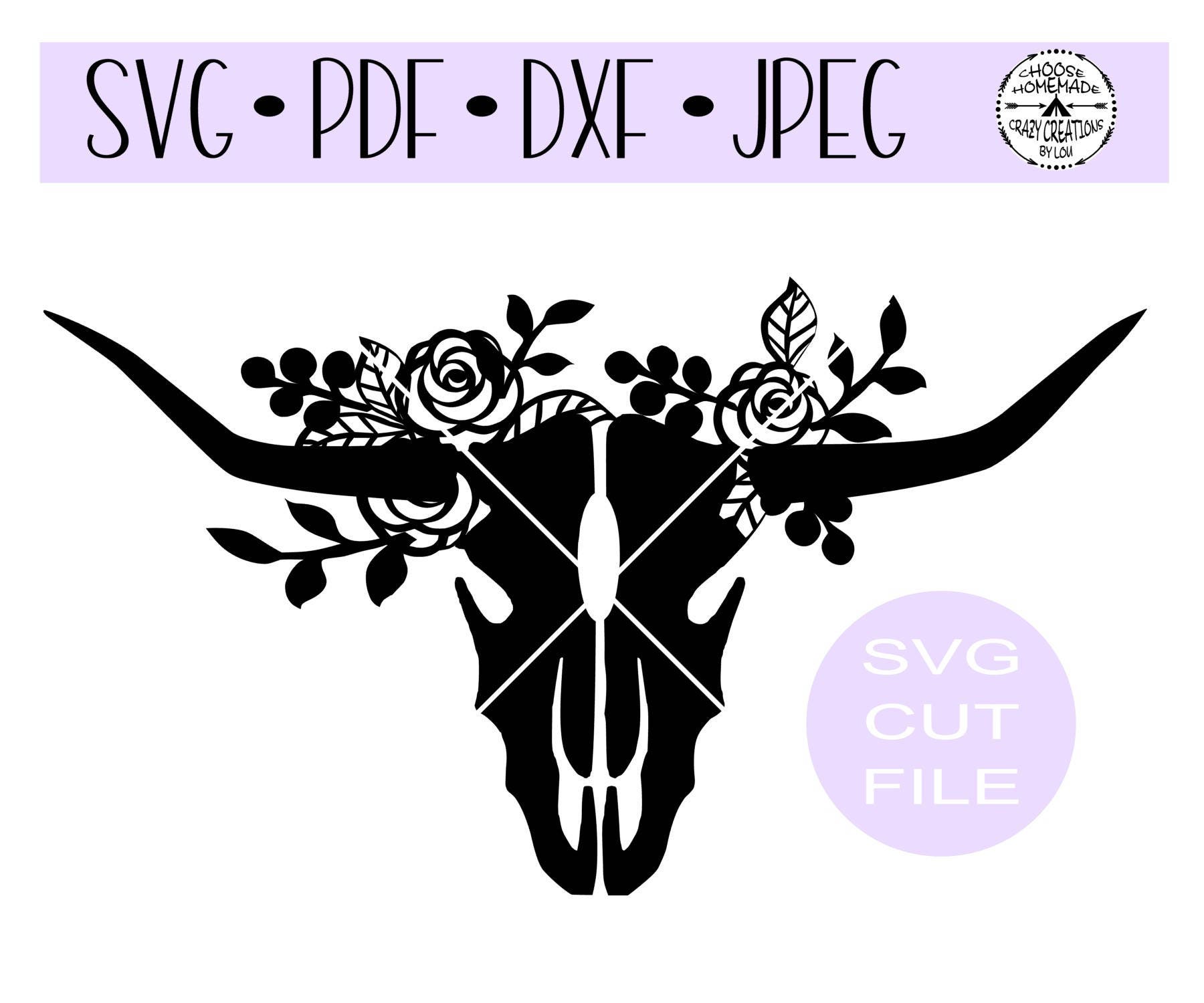 Download Cow Bull Skull Silhouette Flourish Western SVG digital cut ...