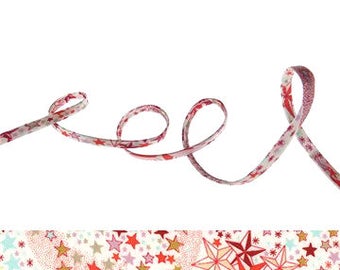 Adelajda Corail Liberty fabric cord with star print for jewellery making or sewing, cute cotton cord for crafting or gift wrapping