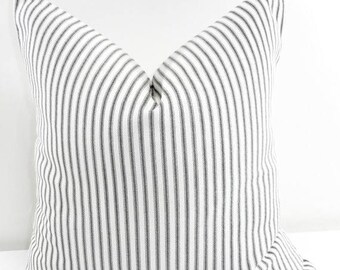 SALE Black Pillow cover. Black Classic stripe Print Sham Cover. Black & White Throw pillow cover. Euro pillow case. Select size