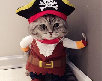 Pirate Pet Shirt Cute Pet Costume. Cat Funny Corsair Clothing for Party Suit Dress-Up. Kitty Outfit Cosplay Muffler Scarf for Persian Sphynx