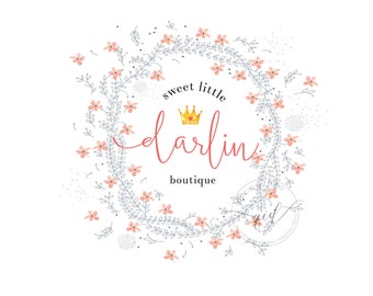 Premade logo design, branding kits, business logo design, perfect for crafty boutique, feminine design with watermark
