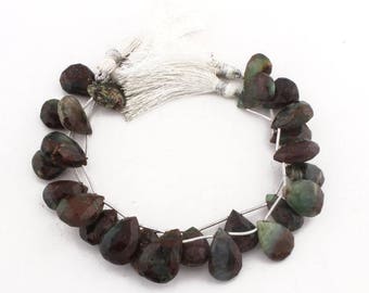 Clearance Sale 2 Strands Bio Chrysoprase Faceted Pear Drop Beads Briolettes - Bio Chrysoprase Briolettes 16mm-20mm 8 Inch SB598