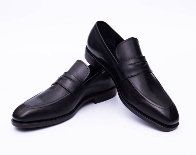Handmade Goodyear Welted Men's Dress Shoes，Penny Loafer