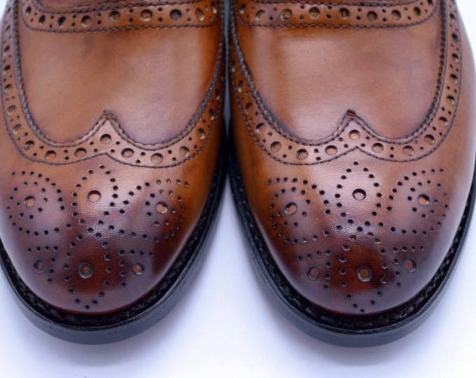 Brogue Carving Men's Shoes,Derby Pattern,Handmade Goodyear Welted Men Shoes