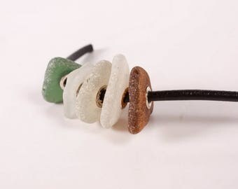 5 pandora sea glass beads, pandora sea glass bead, Sea Glass with eyelet, pandora charm, Drilled Beach Glass, pandora sea glass, beads