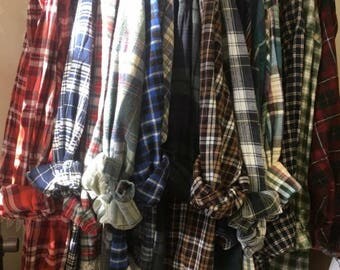 Custom XX-LARGE (16+) Recycled Flannel Shirt with White Lace Trim