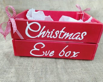 Christmas Eve box wood crate hand painted and personalised gift box Christmas gift