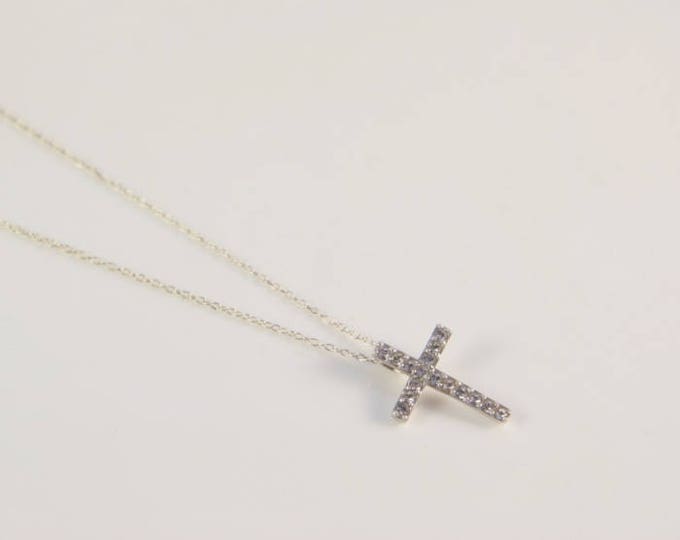 Silver Cross Confirmation Gift Crystal Cross CZ Cross Rhinestone Clear Transparent Tiny Cross Gift For Little Girl First Communion Present