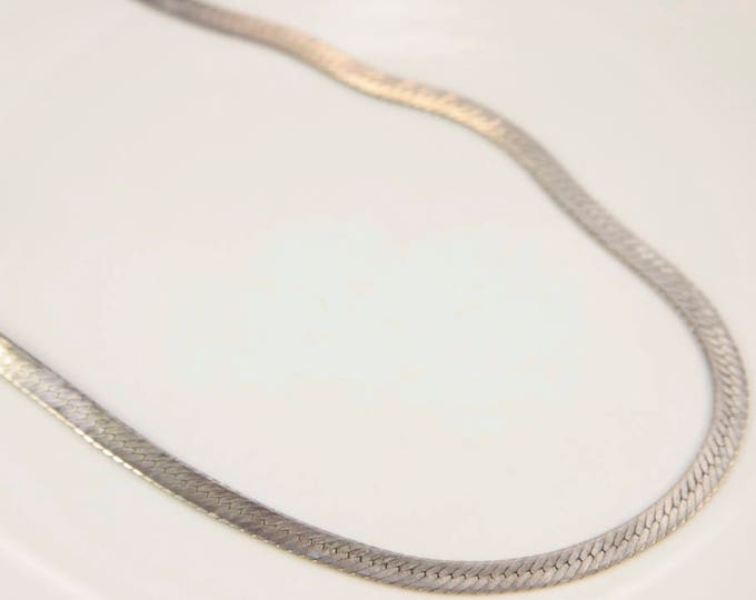 Sterling Flat Chain Simple Minimal Necklace Snake Chain Necklace Sterling Silver 925 Casual Jewellery Baptism Gift Veterans Day Gift Her