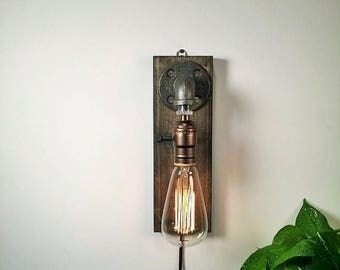 30% OFF SALE Unique all Lamp - Sconce - Wall Light - Steampunk Lamp - Edison Lamp - Vintage Light - Industrial Pipe Lamp - Bedside Lamp - Lo