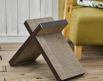 Eco Friendly Cat Scratcher Cross in Espresso Wood Veneer with Catnip by Way Basics FREE SHIPPING