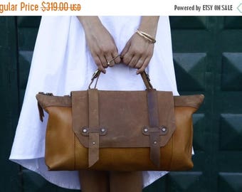 Brown Leather Tote Bag / Women Purse / Camel Leather Handbag / Lined Crossbody Bag / Shoulder Bag / Boho Chic Bag / Top Handle Bag - Galaxy