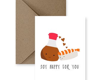 Cute Wedding Card, Cute Congratulations Card, Funny Congratulations Card, Any Occasion Card, Funny Wedding Card | Soy Happy For You