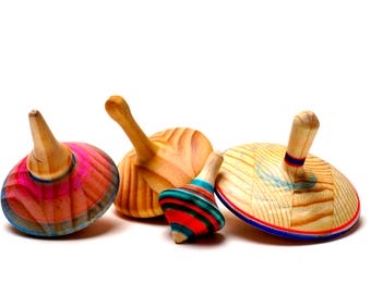 Four(4) Spinning Tops,Lot 023),Handmade Wooden Spinning Tops,One of a Kind,Wooden Toys,Toy Tops,Toys and Games,Wooden Toys,EricksonWood,