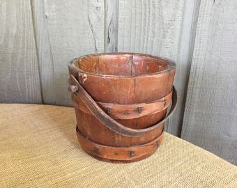 Vintage Firken wood bucket/ wood bucket/ antique wood bucket/ wooden bucket/ antique Firken/ farmhouse decor/ farmhouse bucket/ fixer upper