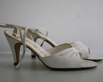 Vintage 1980s Bally for Russell and Bromley Leather White Sandals