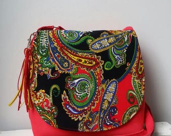 Small messenger bag Oriental colored bag Oriental crossbody bag Boho chic bag Festival bag Oriental purse Vegan messenger bag Hippie bag