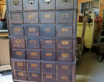 Antique Library Card Catalog 8 Drawer Stackable Units