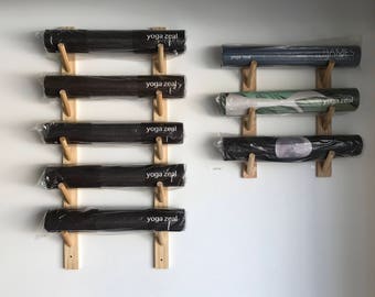 Yoga Mat Rack / Custom Yoga Mat Rack / Made to Order / Hang Yoga Mats / 1, 2, 3, 4, 5, 10, 20 Mat Racks/Yoga Mat Rack Wall Rack/ Wooden Rack