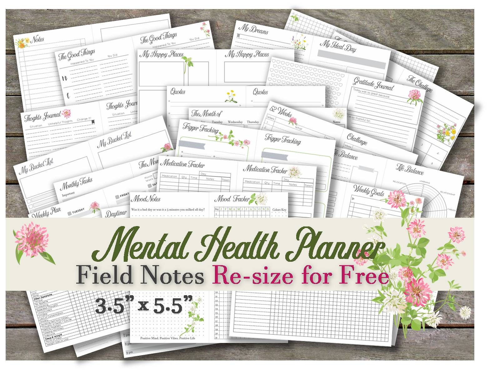 Field Notes planner printable insert travelers notebook pocket