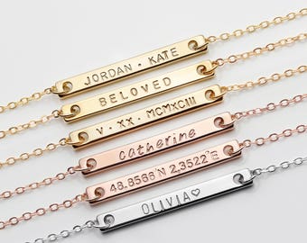 Custom Coordinates Necklace Roman Numeral Necklace Personalized Bar Necklace Coordinates Jewelry bridesmaid personalized jewelry - 2N