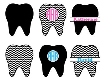 Tooth SVG, Tooth Monogram SVG, Teeth SVG, Dentist Tooth Svg Cut Files, Dentist Cutting File, Silhouette Files, Cricut Files, Dxf, Eps, Png.