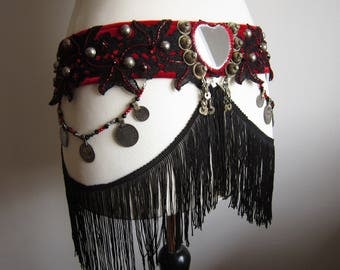 Tribal fusion belt, tribal fusion costume, belly dance costume, bellydance belt, Show girl costume, burlesque costume