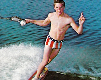 Vintage Water Skiing Rickey McCormick Collectible Postcard Paper Ephemera Cypress Gardens Florida