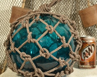 Japanese Glass Fishing Float In Dark Aqua